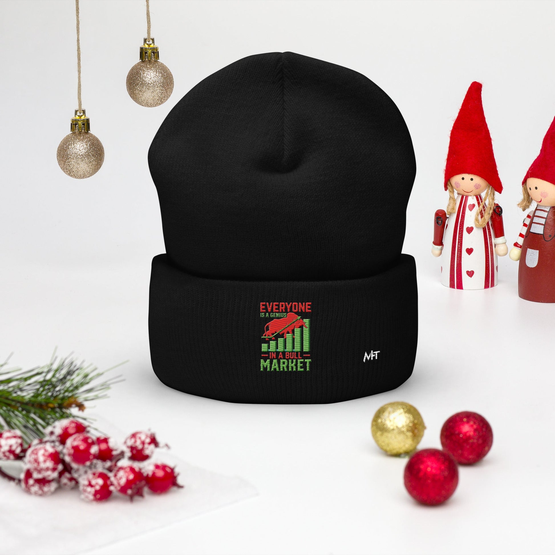 Everyone is a Genius in a Bull Market V1 - Cuffed Beanie by DarkByteGear