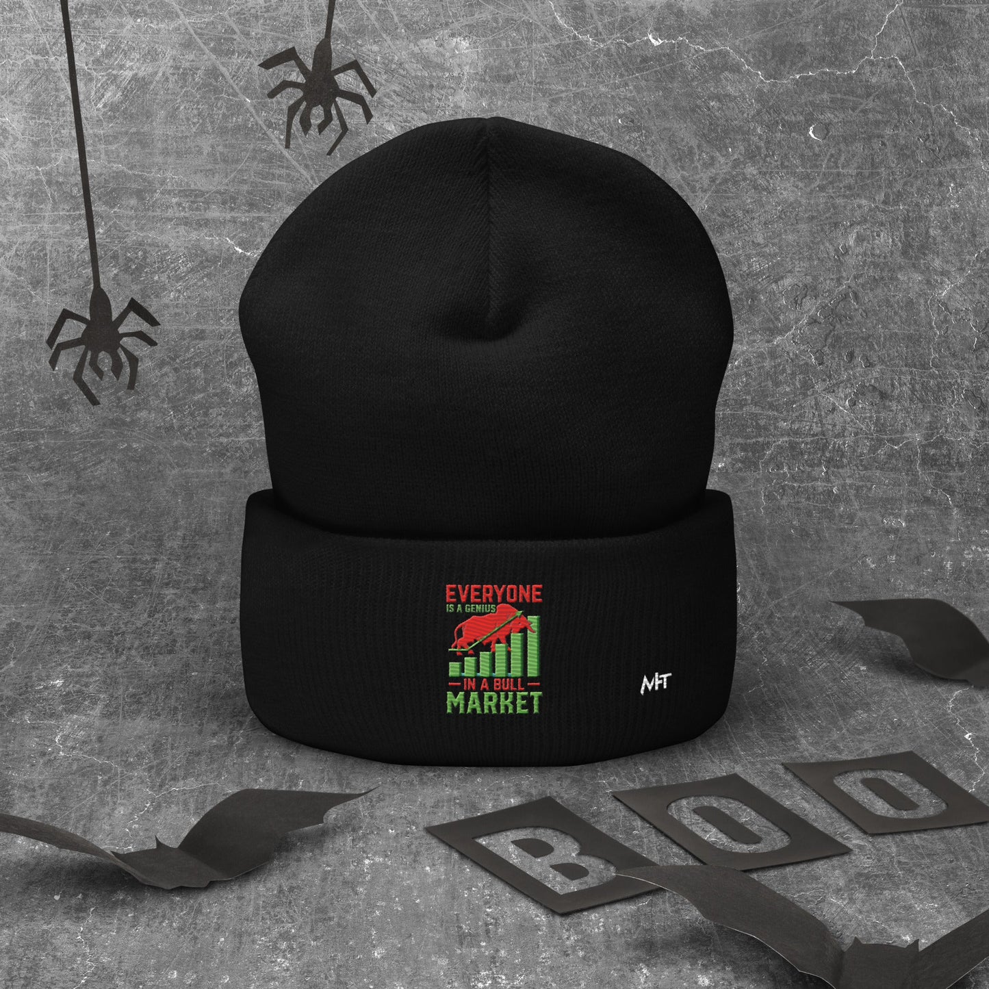 Everyone is a Genius in a Bull Market V1 - Cuffed Beanie by DarkByteGear