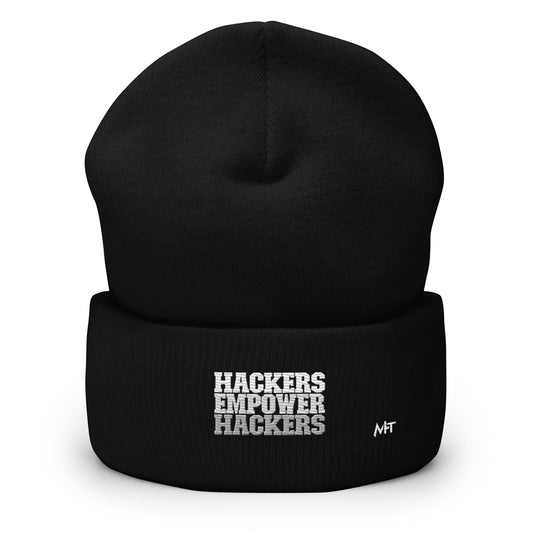 Hackers Empower Hackers V2 - Cuffed Beanie by DarkByteGear