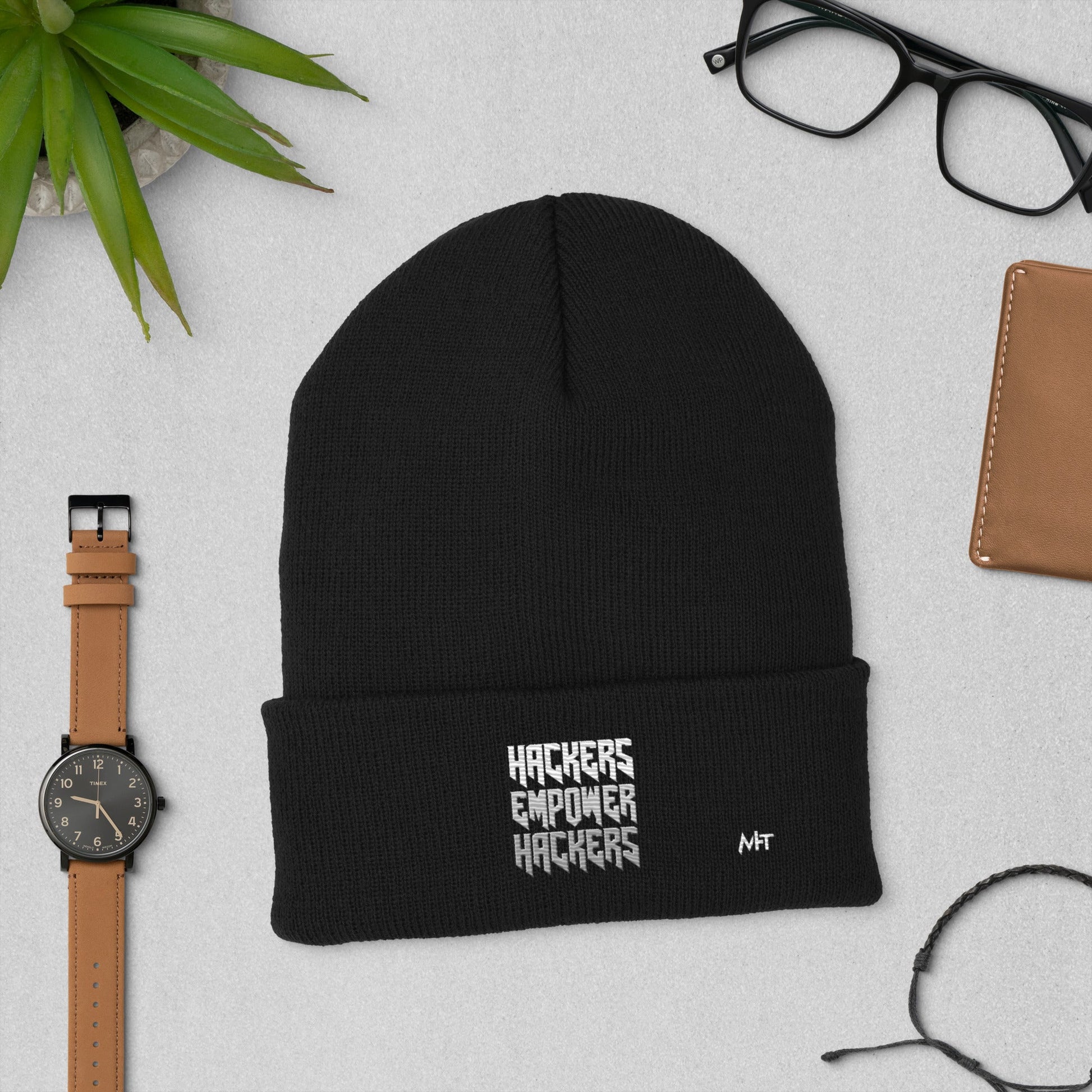 Hackers Empower Hackers V4 - Cuffed Beanie by DarkByteGear