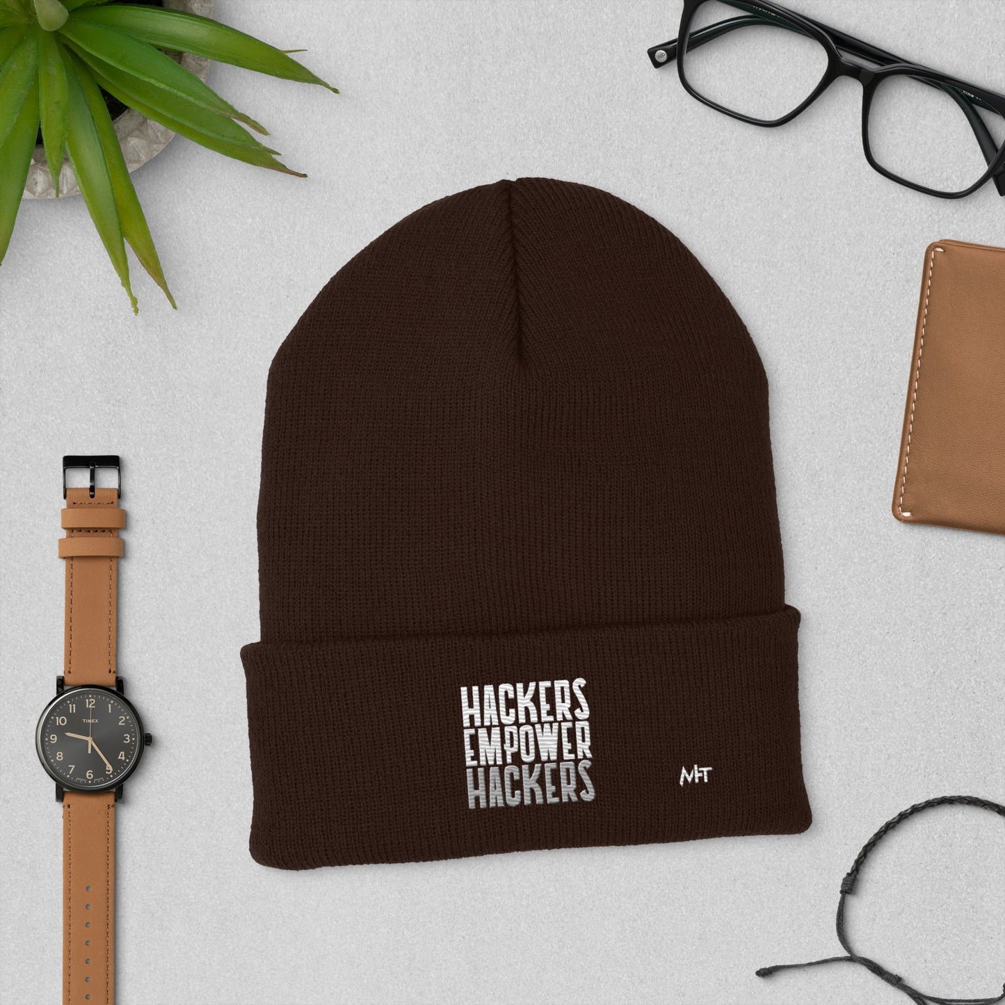 Hackers Empower Hackers - Cuffed Beanie by DarkByteGear
