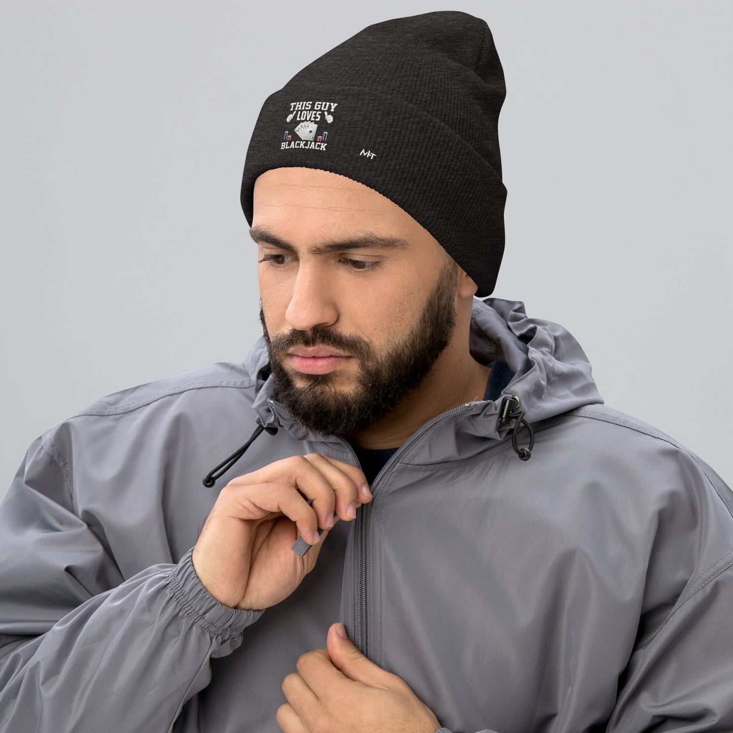 This Guy Loves Black Jack - Cuffed Beanie by DarkByteGear
