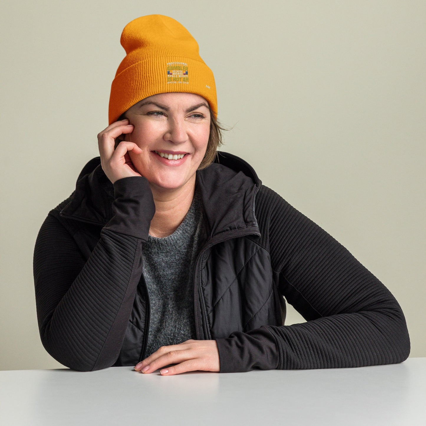 Professional Gambler because Badass Miracle Worker is an official Job Title - Cuffed Beanie by DarkByteGear