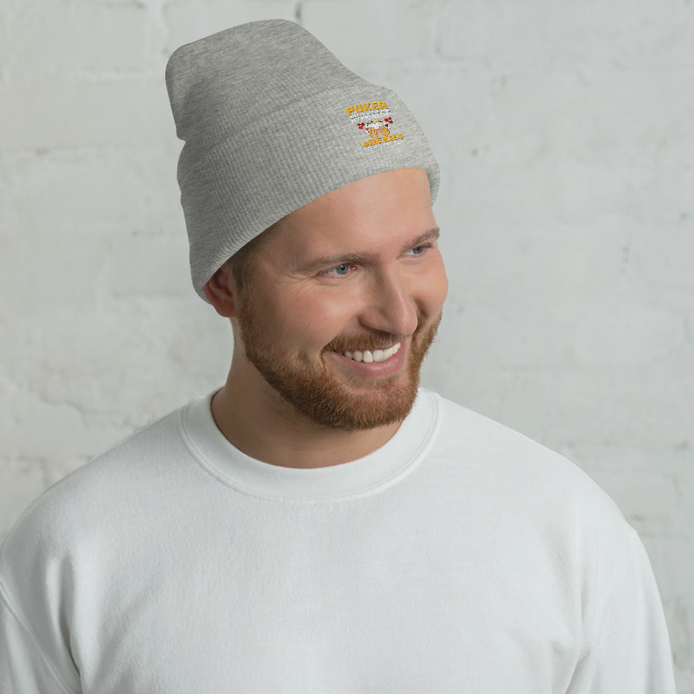 Poker Solves Most of My Problems, but Beer Solves the Rest - Cuffed Beanie by DarkByteGear