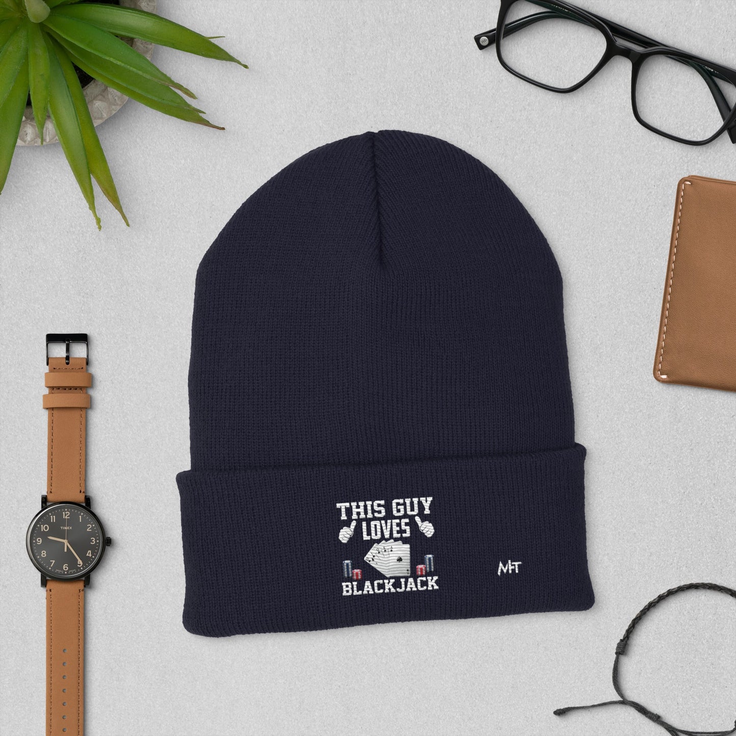 This Guy Loves Black Jack V1 - Cuffed Beanie by DarkByteGear
