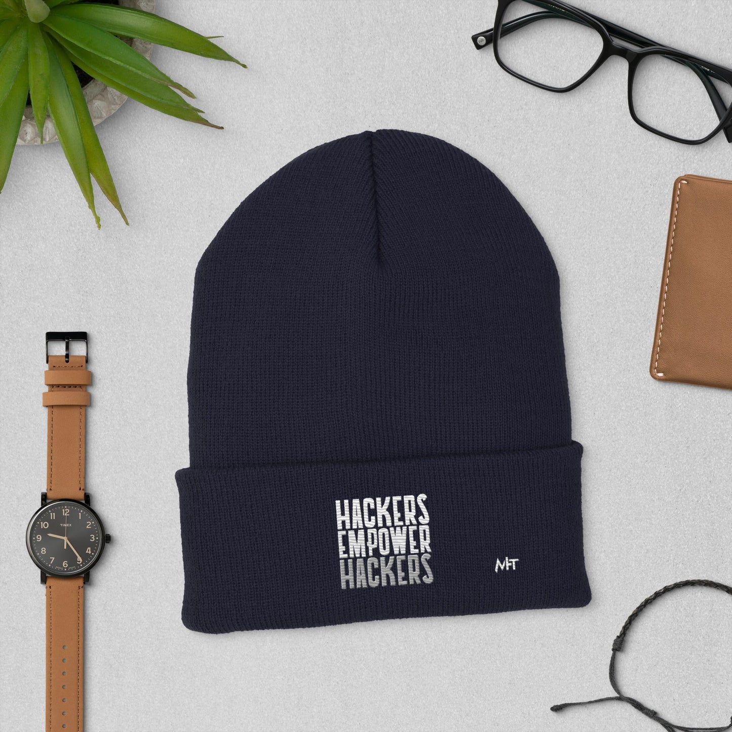 Hackers Empower Hackers - Cuffed Beanie by DarkByteGear