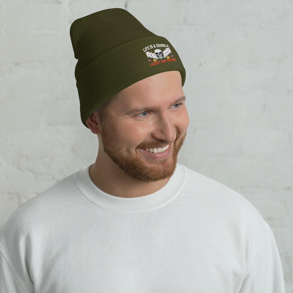 Life is a Gamble; Lucky or Dead - Cuffed Beanie by DarkByteGear