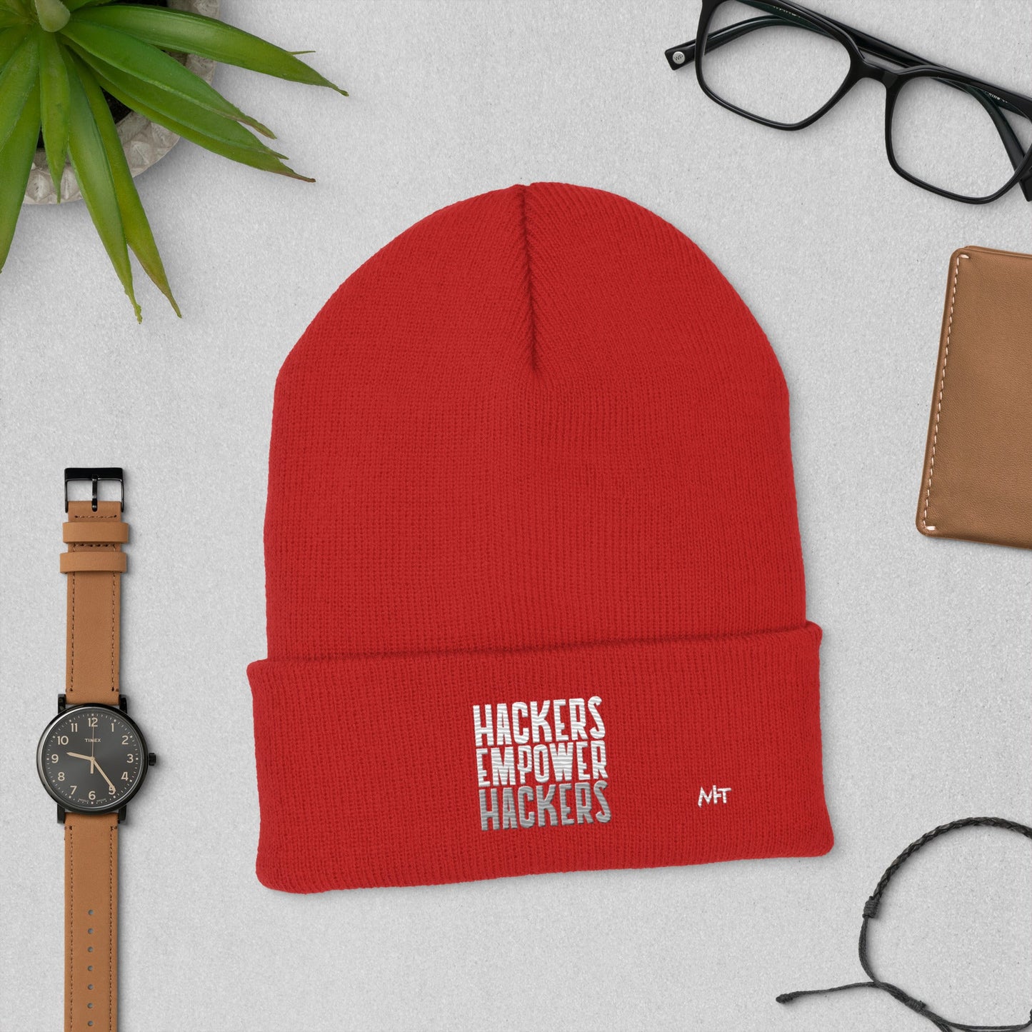 Hackers Empower Hackers - Cuffed Beanie by DarkByteGear