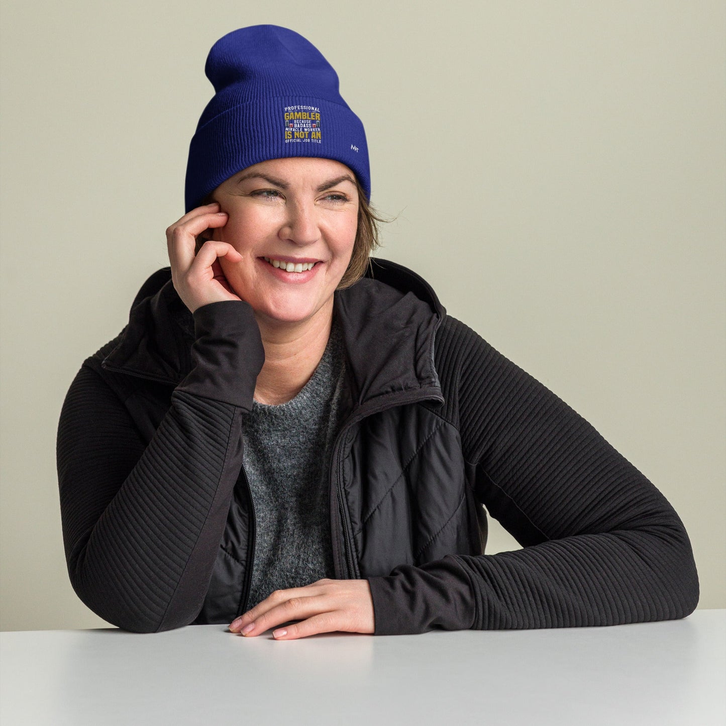 Professional Gambler because Badass Miracle Worker is an official Job Title - Cuffed Beanie by DarkByteGear
