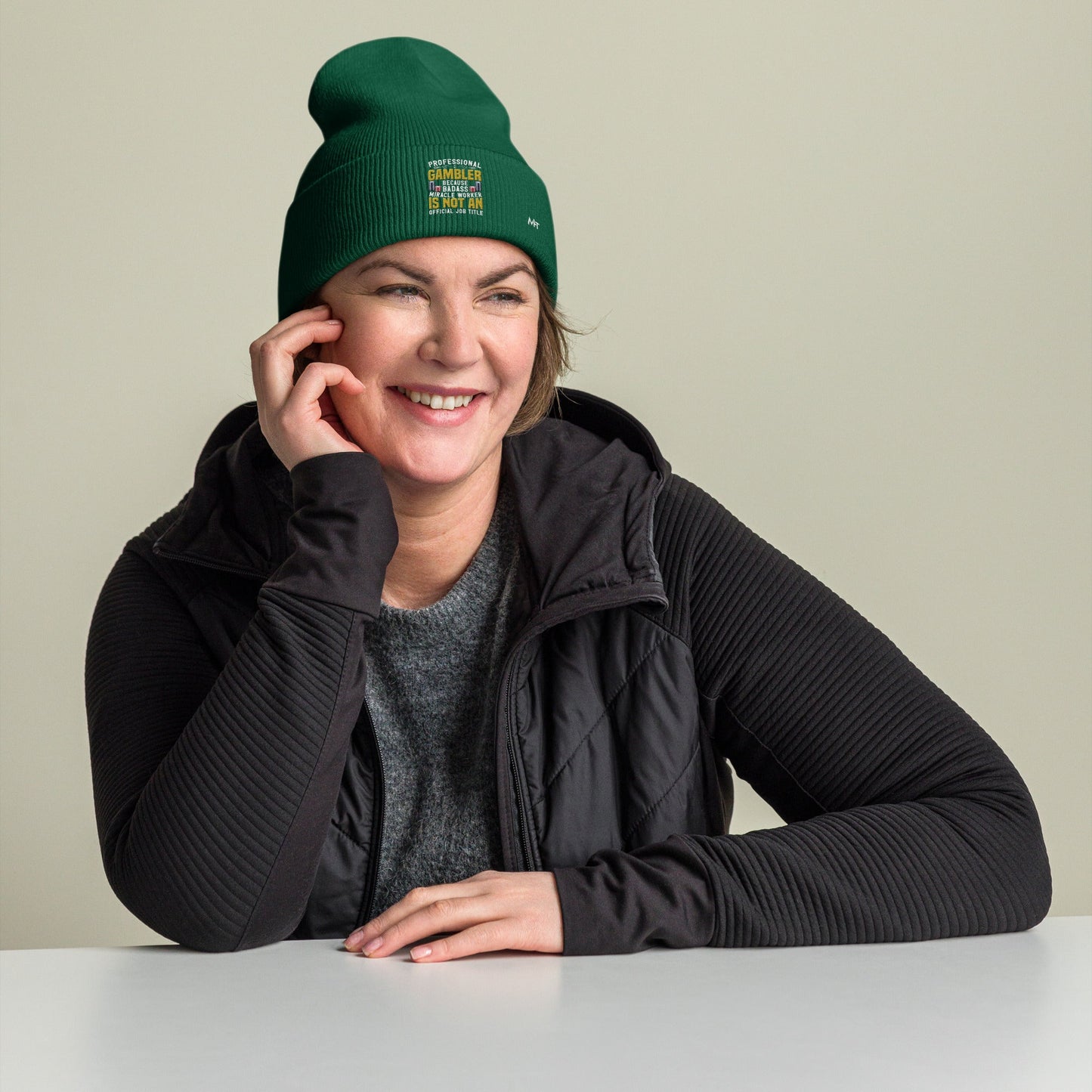 Professional Gambler because Badass Miracle Worker is an official Job Title - Cuffed Beanie by DarkByteGear