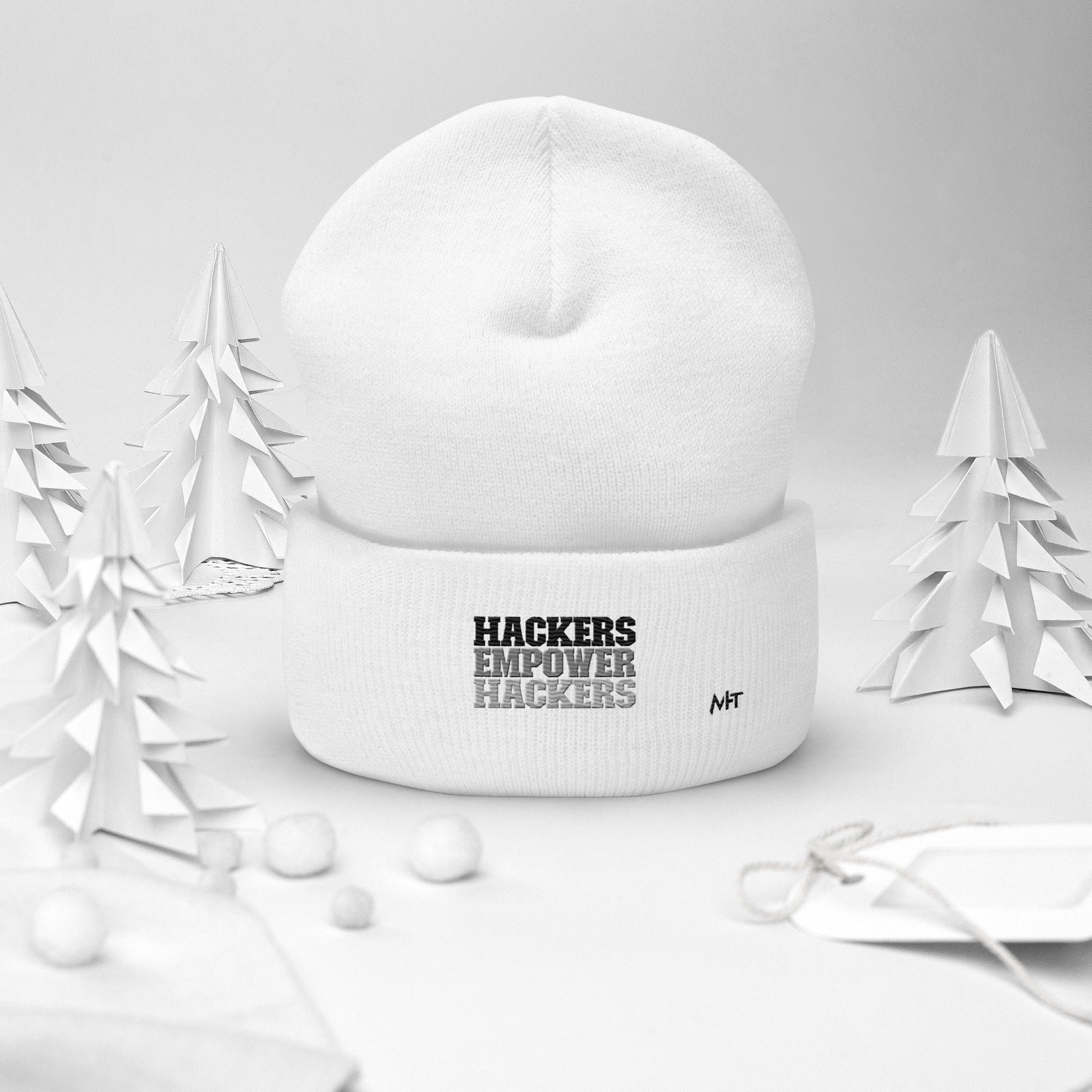 Hackers Empower Hackers V2 - Cuffed Beanie by DarkByteGear