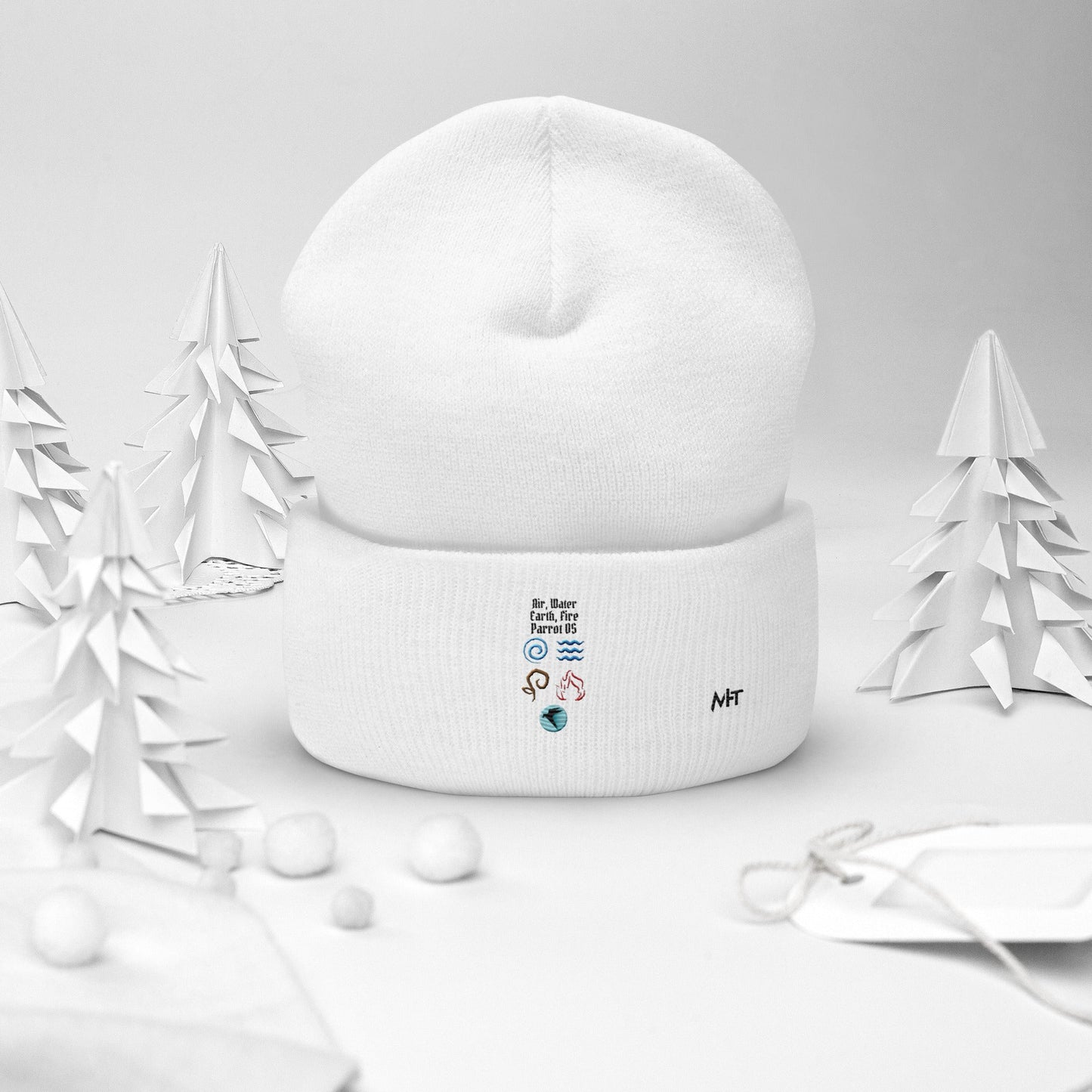 Air, Water, Earth, Fire, Parrot OS - Cuffed Beanie by DarkByteGear