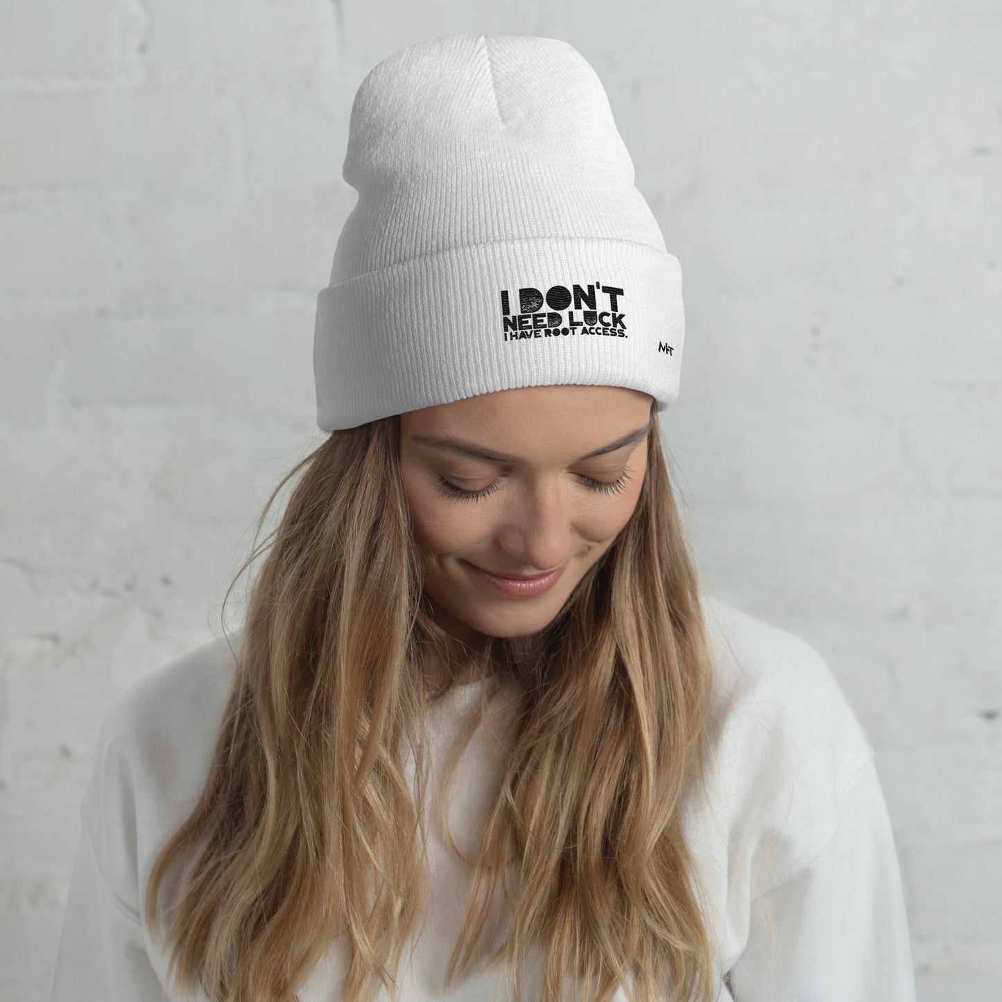 I Don't Need Luck: I Have Root Access - Cuffed Beanie by DarkByteGear