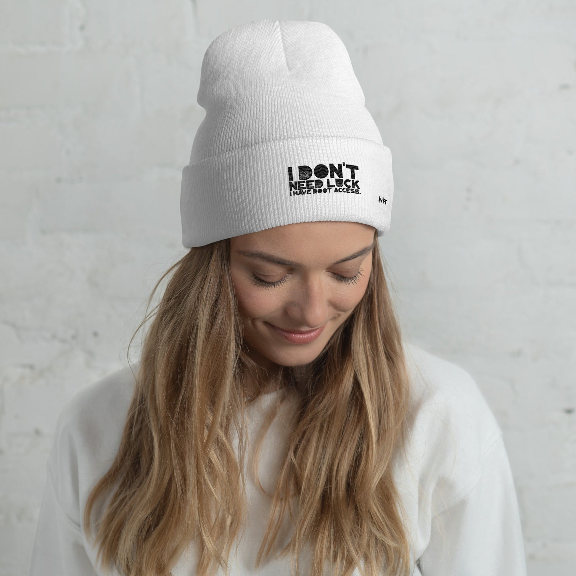 I Don't Need Luck: I Have Root Access - Cuffed Beanie by DarkByteGear