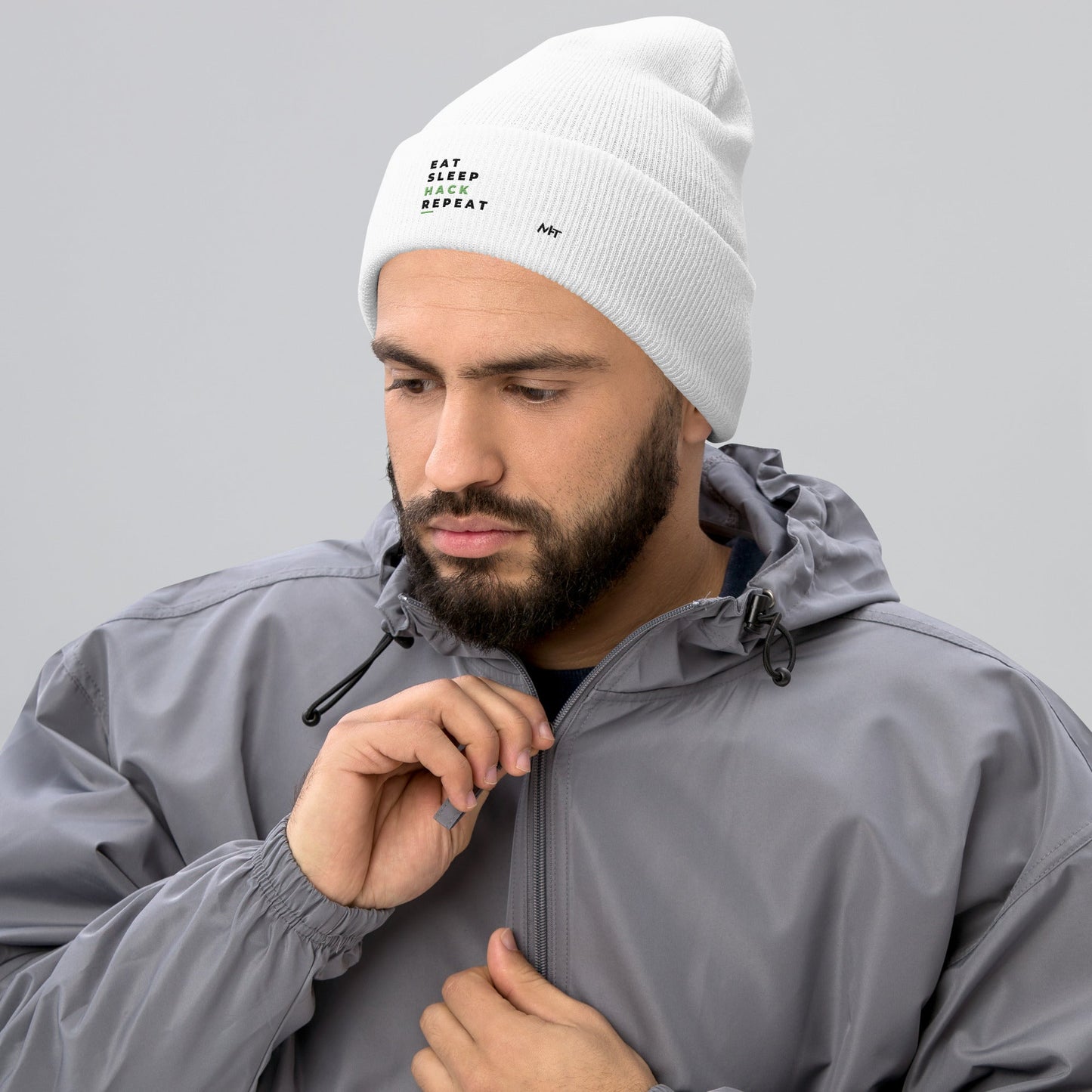 Eat, Sleep, Hack, Repeat V2 - Cuffed Beanie by DarkByteGear