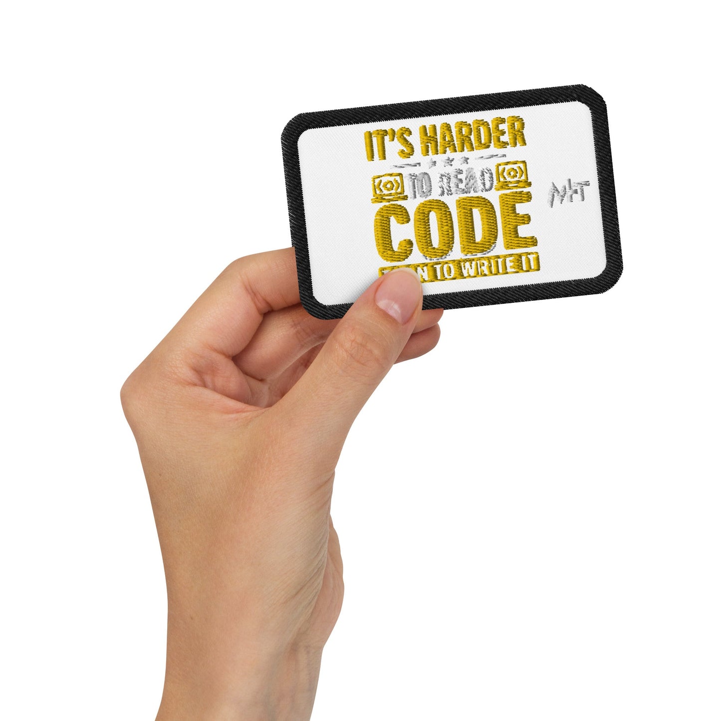 It's harder to read Code then to read it - Embroidered patches by DarkByteGear