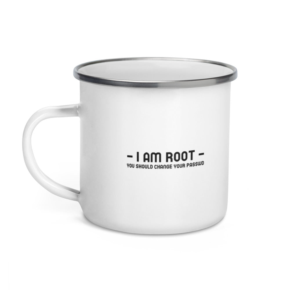 i am root - Enamel Mug by DarkByteGear