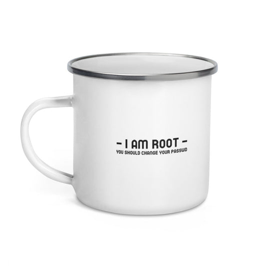 i am root - Enamel Mug by DarkByteGear