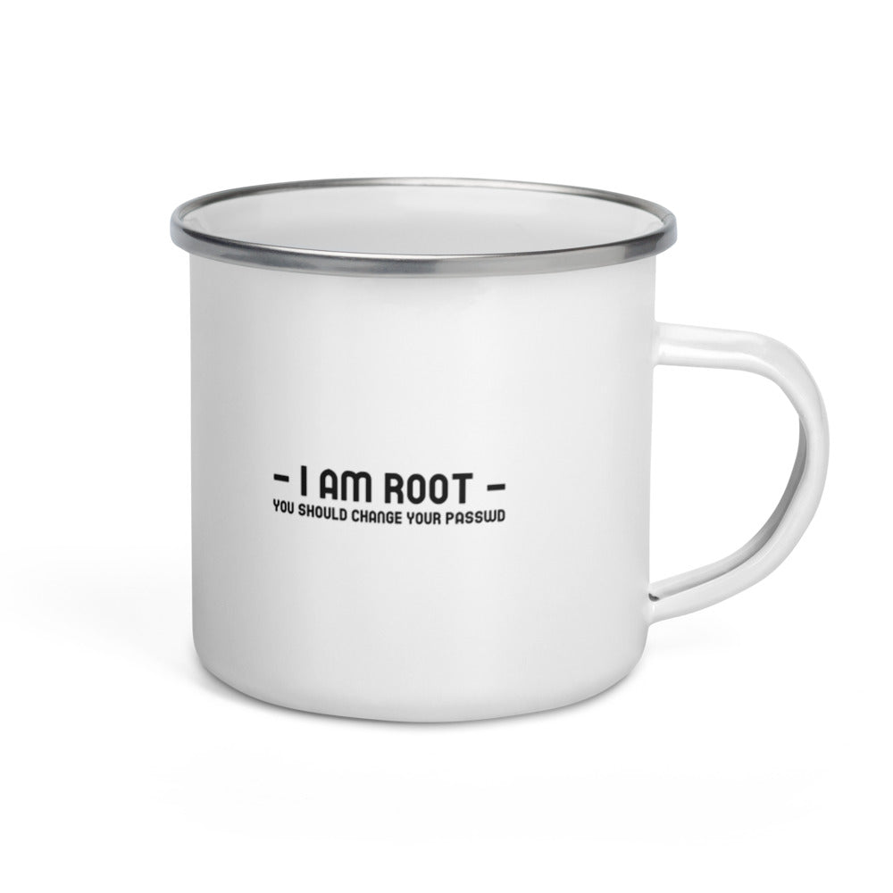 i am root - Enamel Mug by DarkByteGear