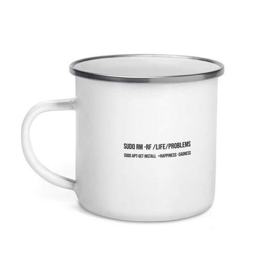 sudo rm -rf lifeproblems - Enamel Mug by DarkByteGear