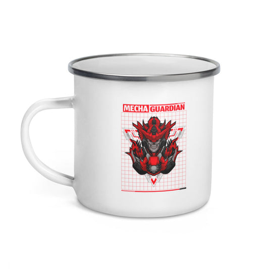 Red Mecha Guardian - Enamel Mug by DarkByteGear