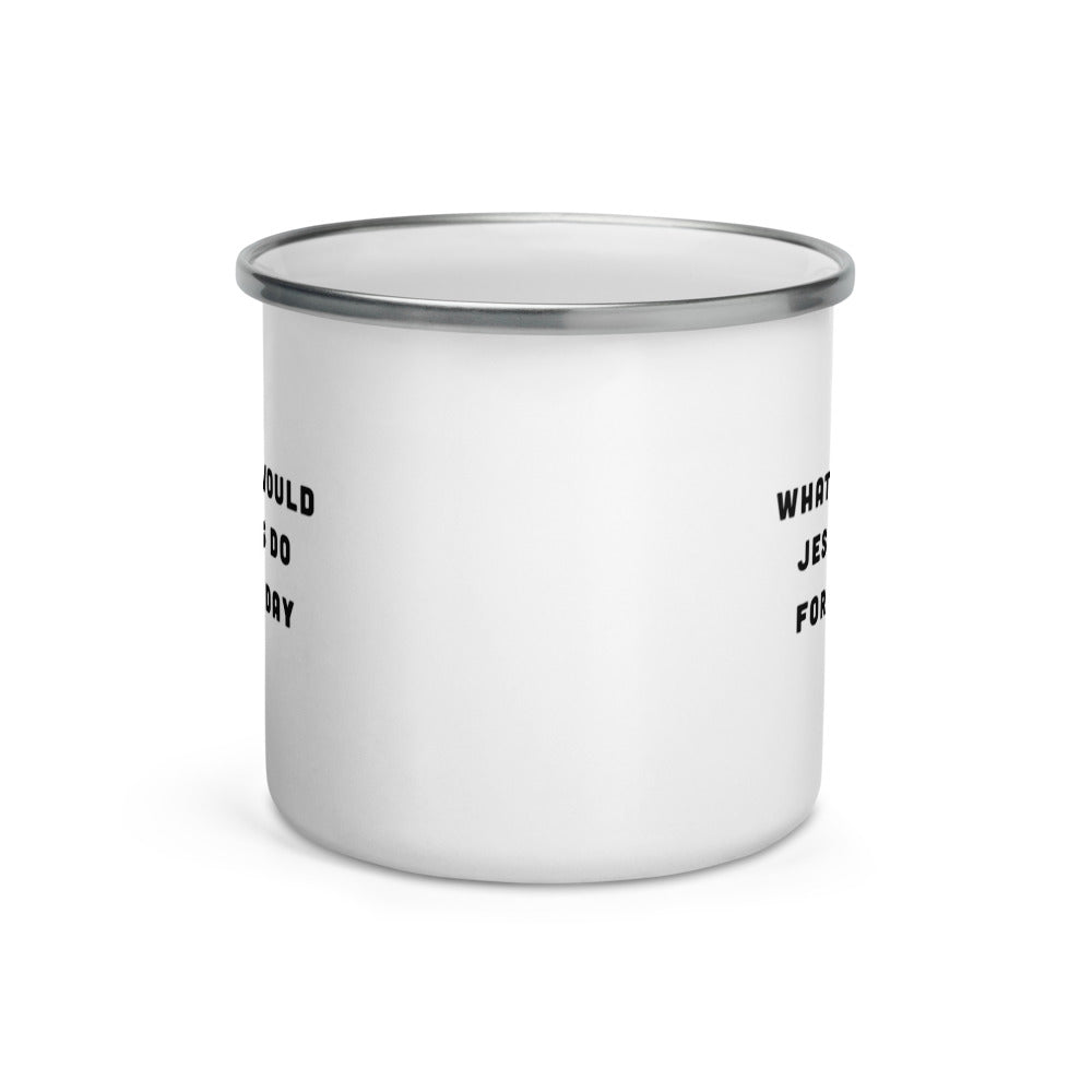What would Jesus do for 0day - Enamel Mug by DarkByteGear