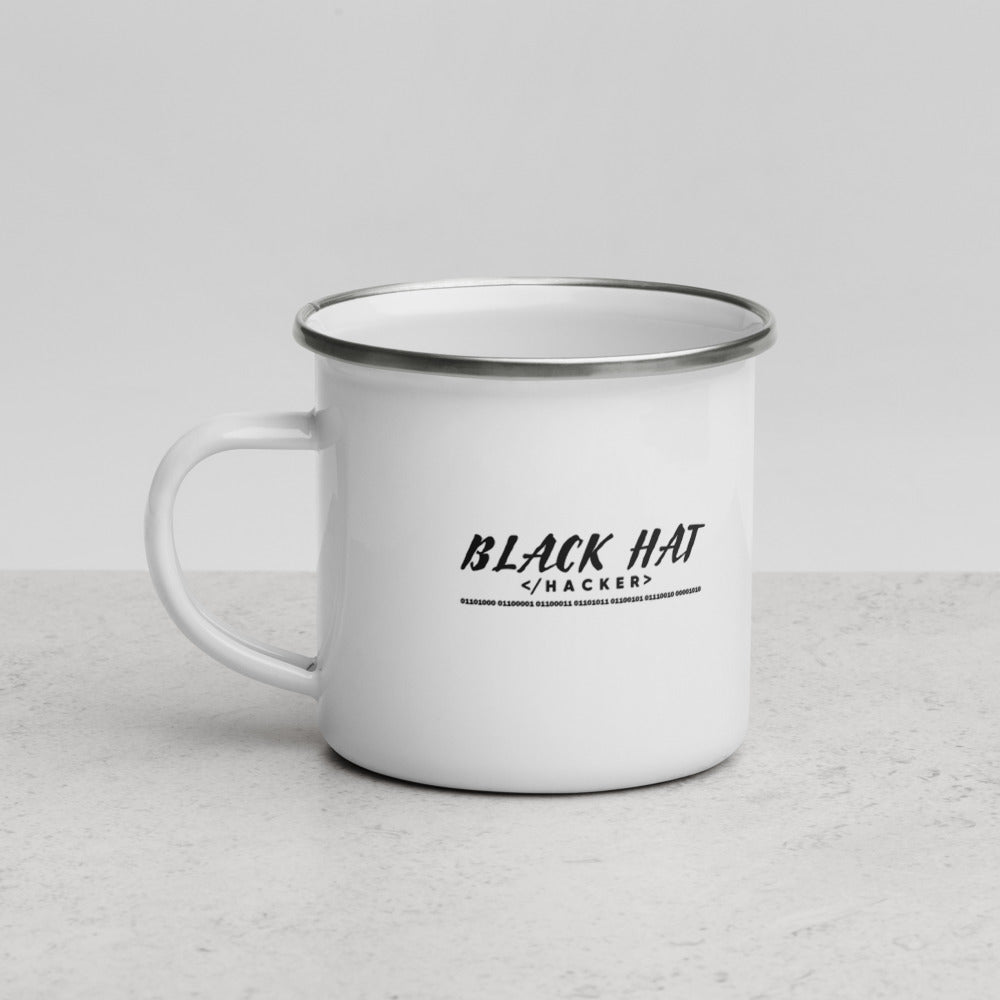 Black Hat Hacker V2 - Enamel Mug by DarkByteGear