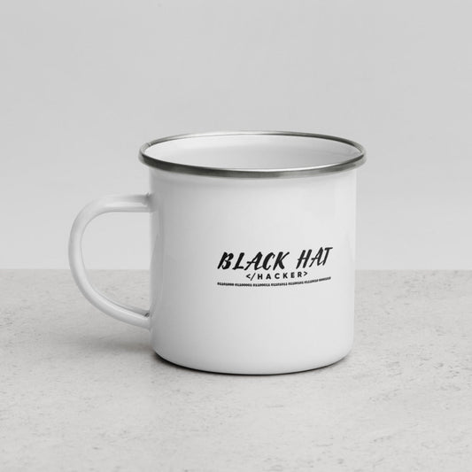 Black Hat Hacker V2 - Enamel Mug by DarkByteGear