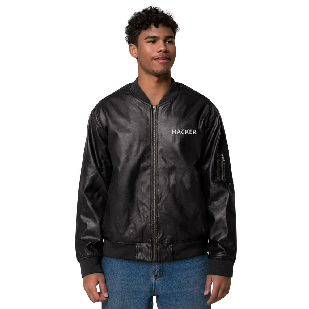 Hacker - Leather Bomber Jacket by DarkByteGear