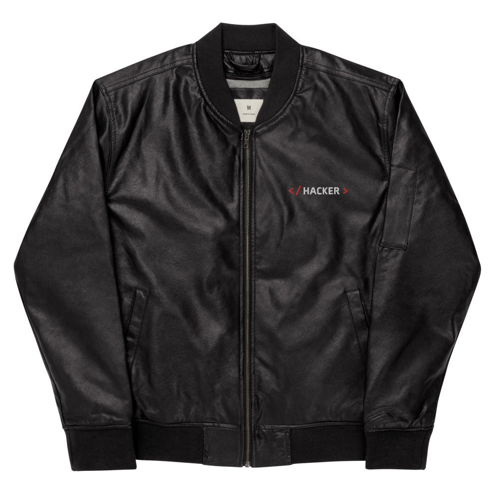 Hacker v1 - Leather Bomber Jacket by DarkByteGear