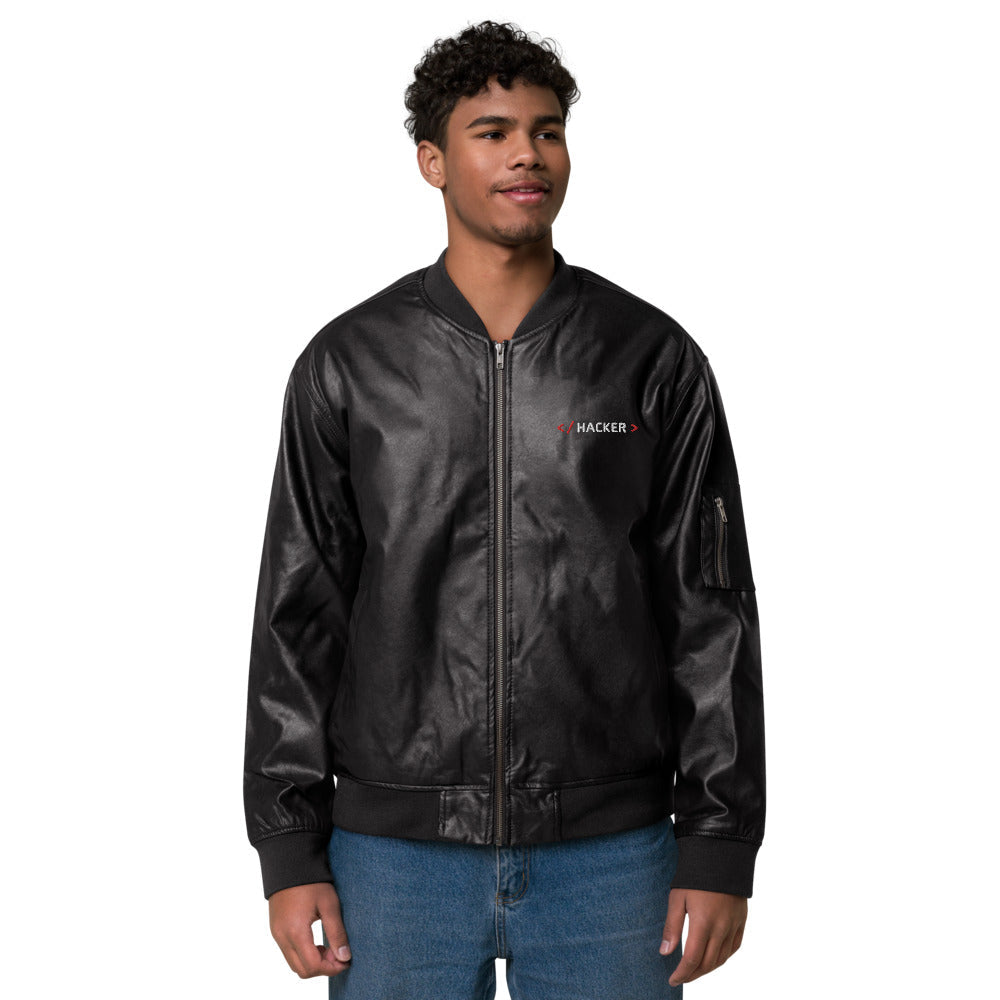Hacker v1 - Leather Bomber Jacket by DarkByteGear