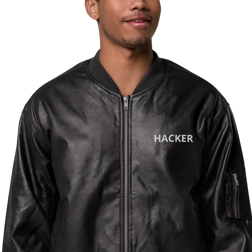 Hacker - Leather Bomber Jacket by DarkByteGear
