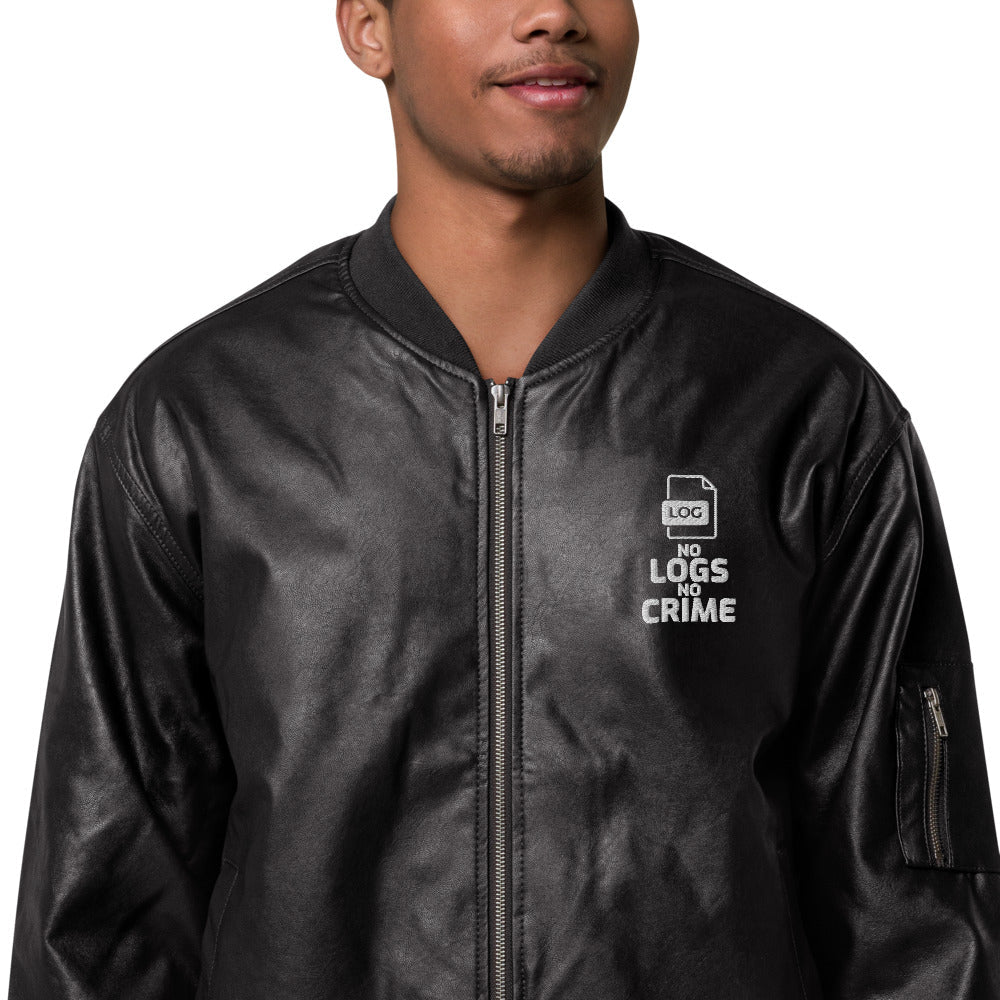 No Logs No Crime - Leather Bomber Jacket by DarkByteGear