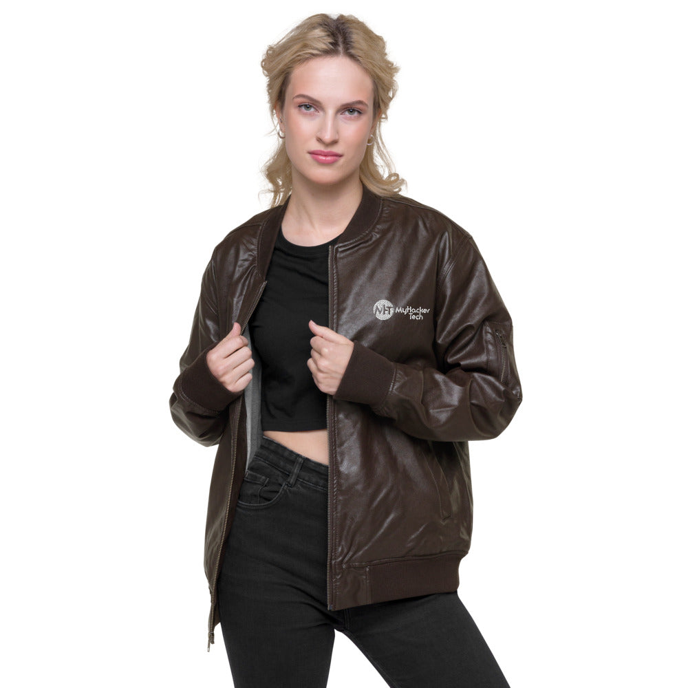 MyHackerTech - Leather Bomber Jacket by DarkByteGear