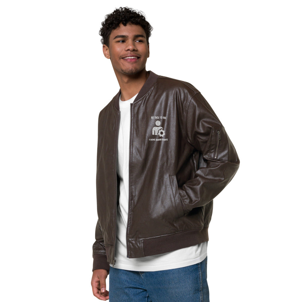 Be Nice to me , I have admin rights - Leather Bomber Jacket by DarkByteGear