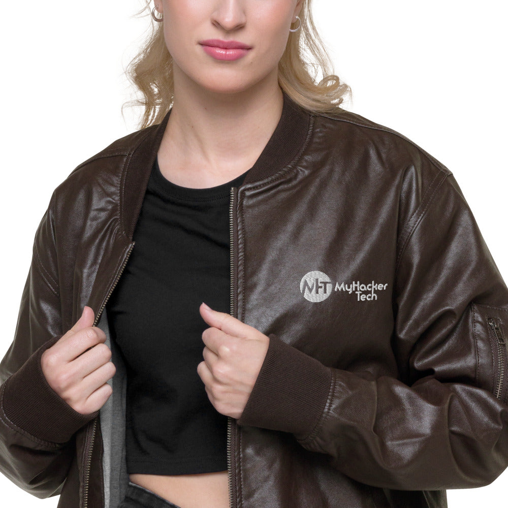 MyHackerTech - Leather Bomber Jacket by DarkByteGear