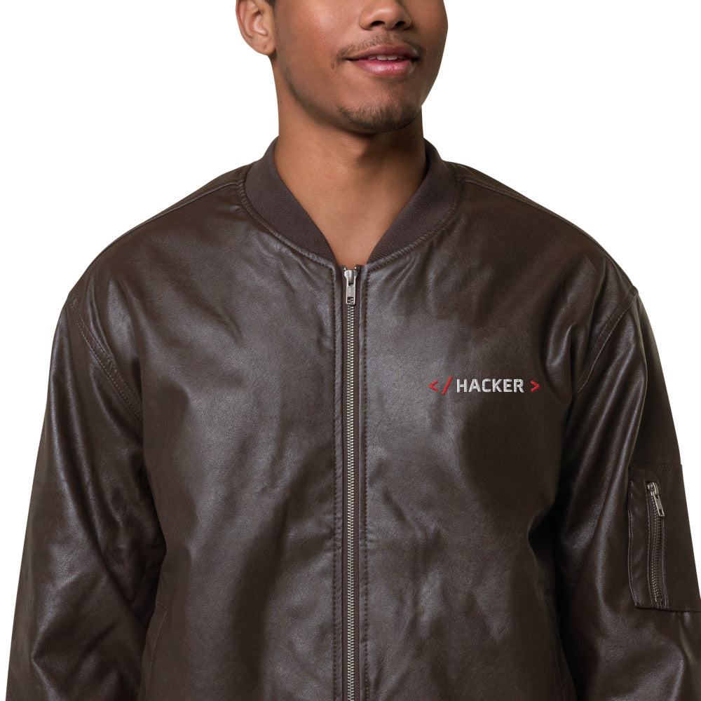 Hacker v1 - Leather Bomber Jacket by DarkByteGear
