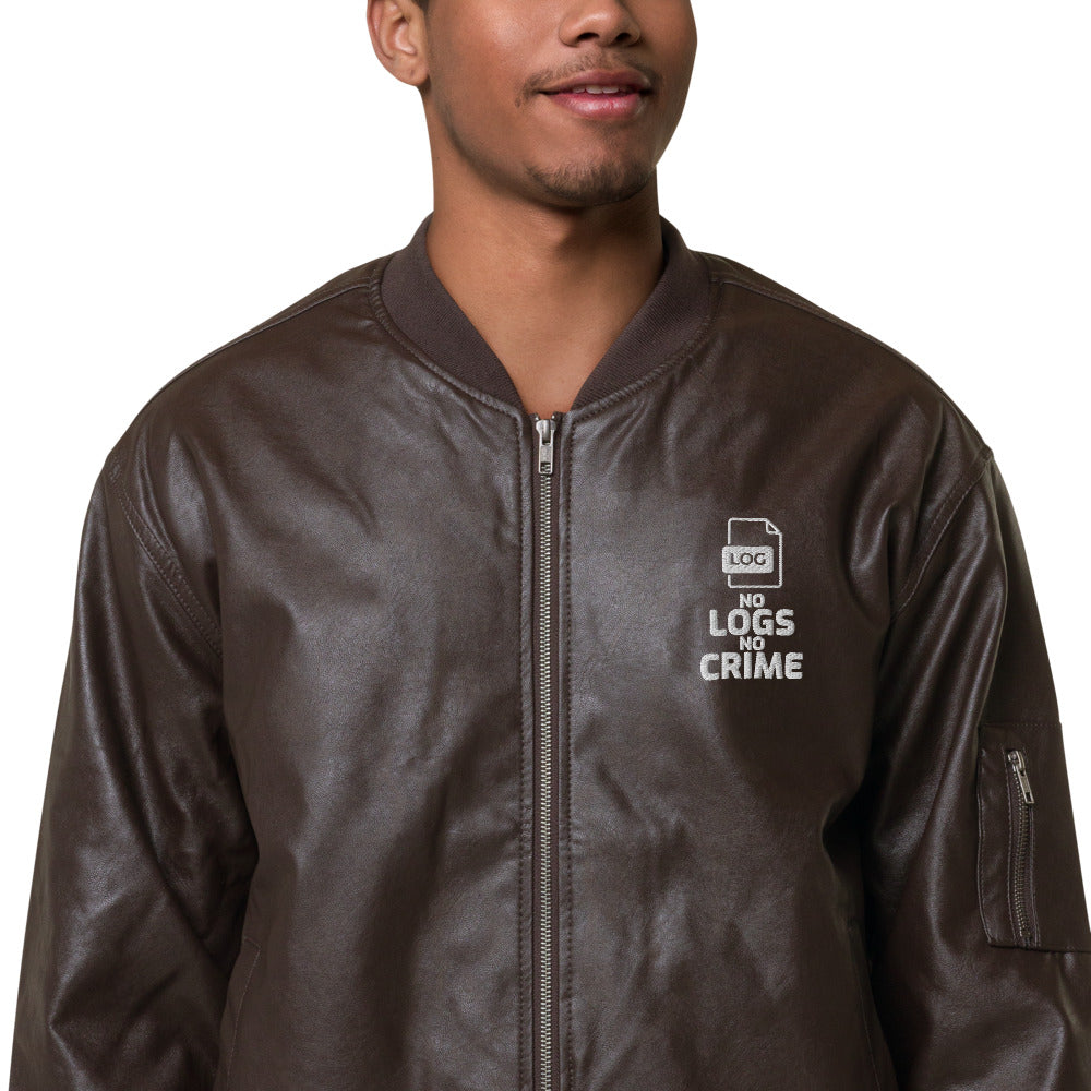 No Logs No Crime - Leather Bomber Jacket by DarkByteGear