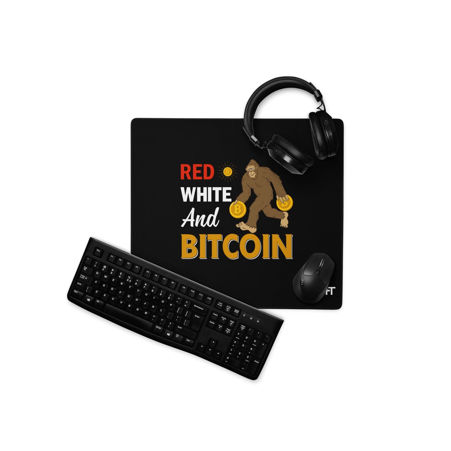 Red, White and Bitcoin Desk Mat by DarkByteGear