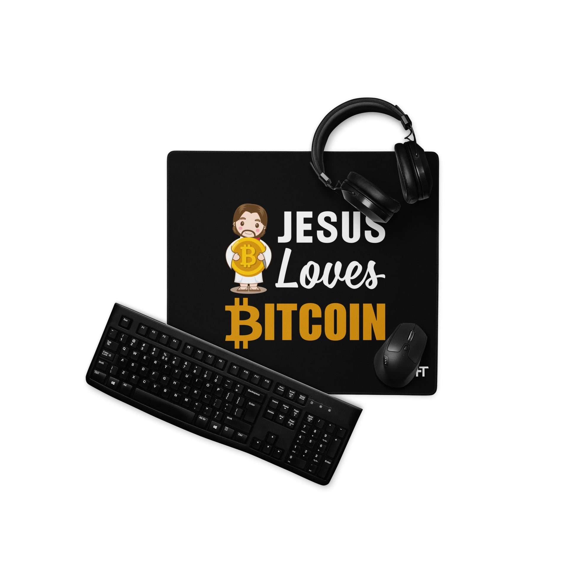 Jesus loves Bitcoin -Desk Mat by DarkByteGear