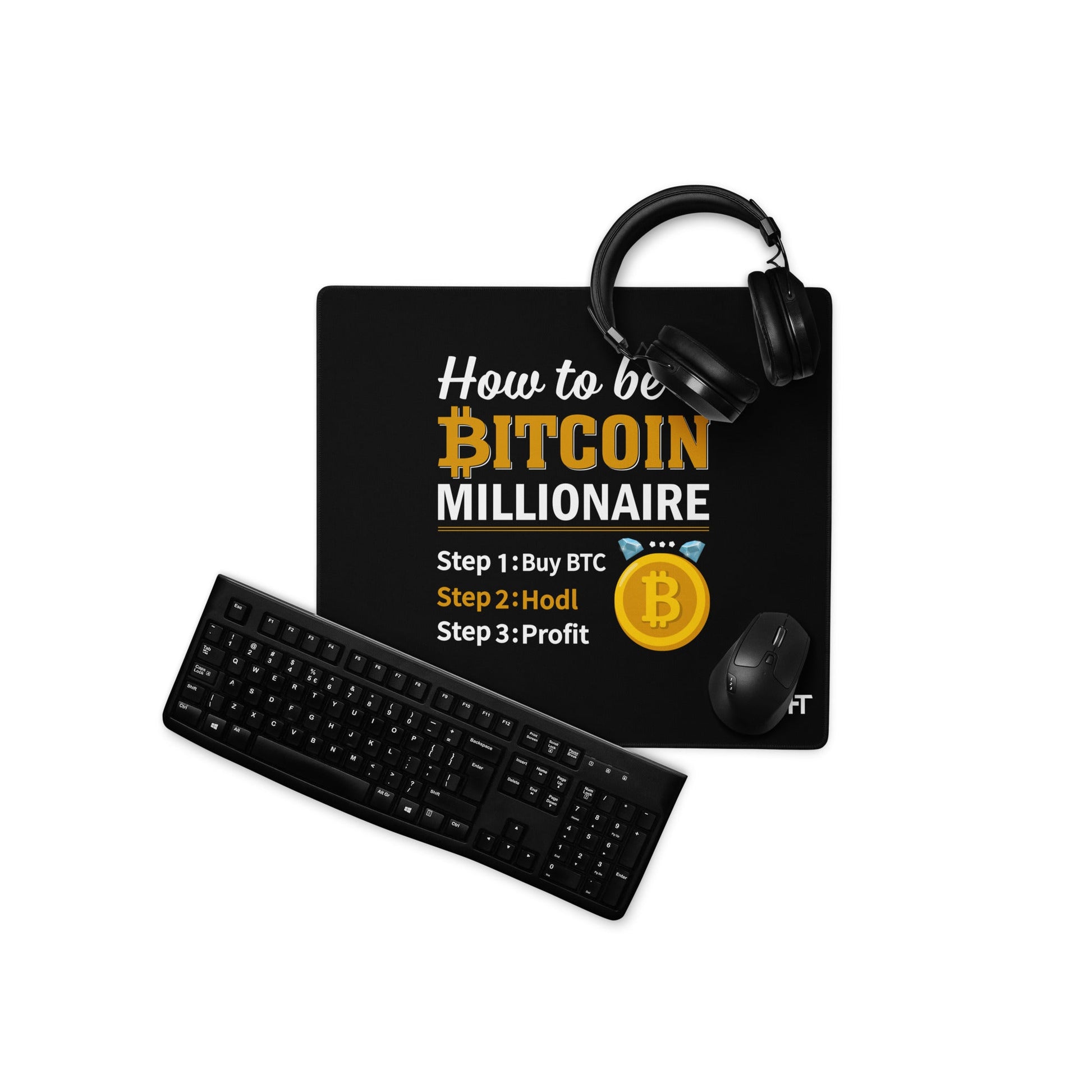 How to be a Bitcoin Millionaire Desk Mat by DarkByteGear