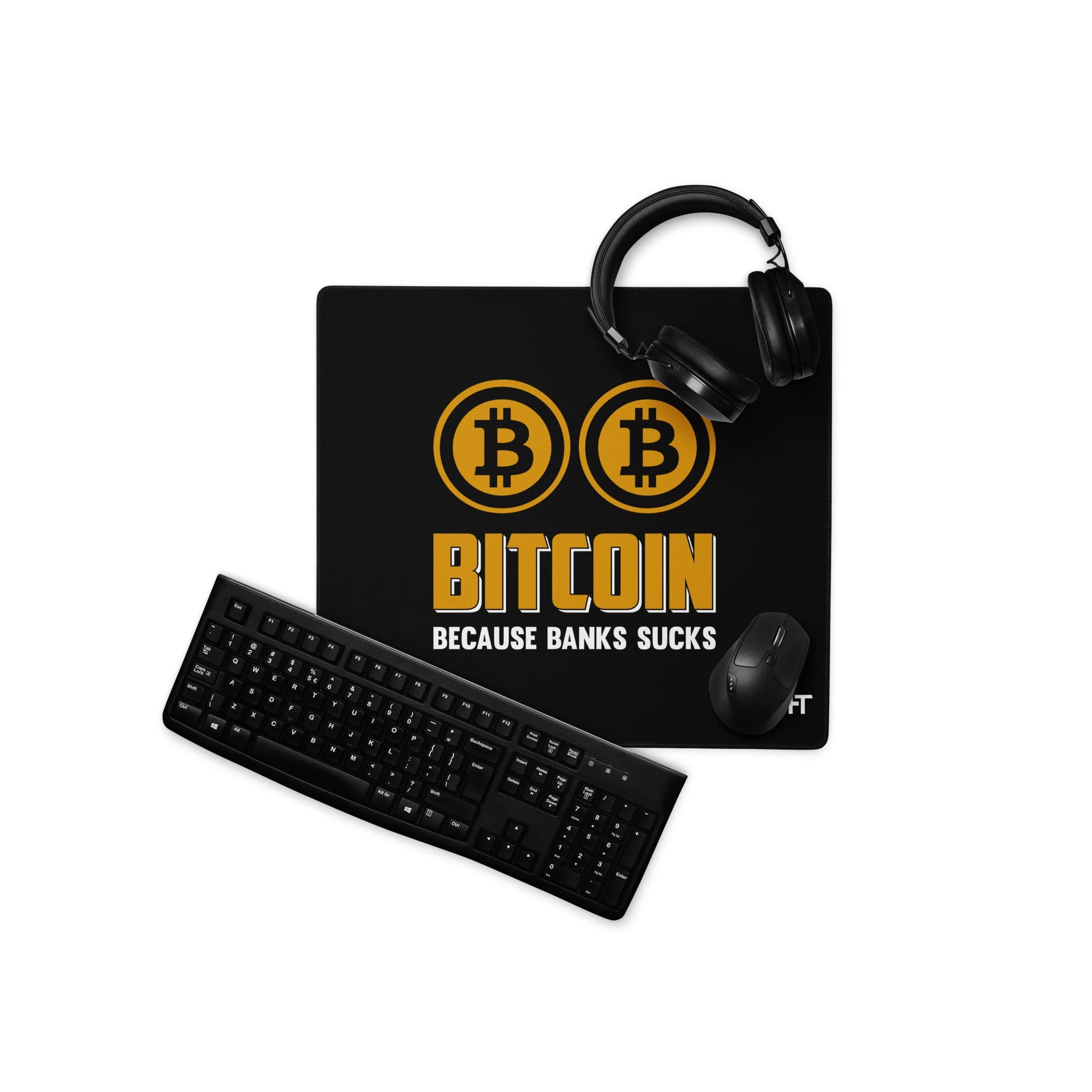 Bitcoin because Banks suck Desk Mat by DarkByteGear