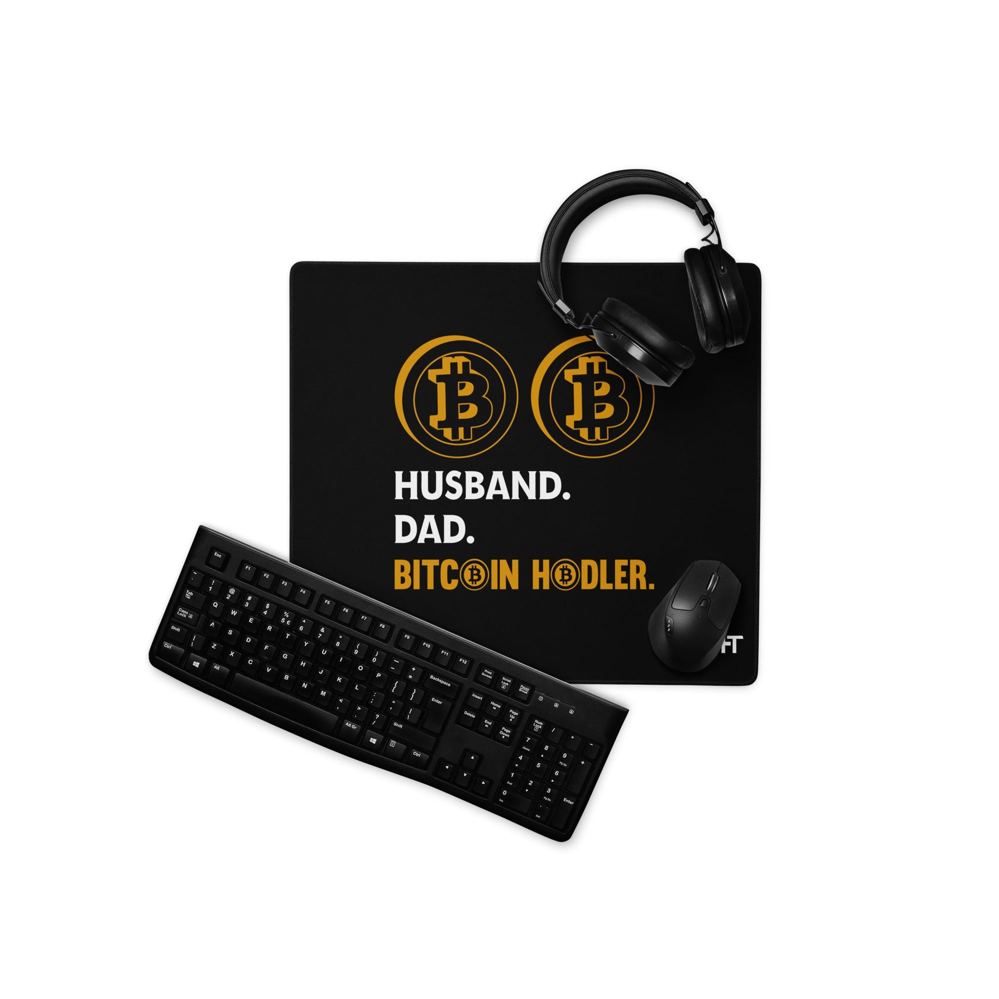 Husband, Dad, Bitcoin Holder Desk Mat by DarkByteGear