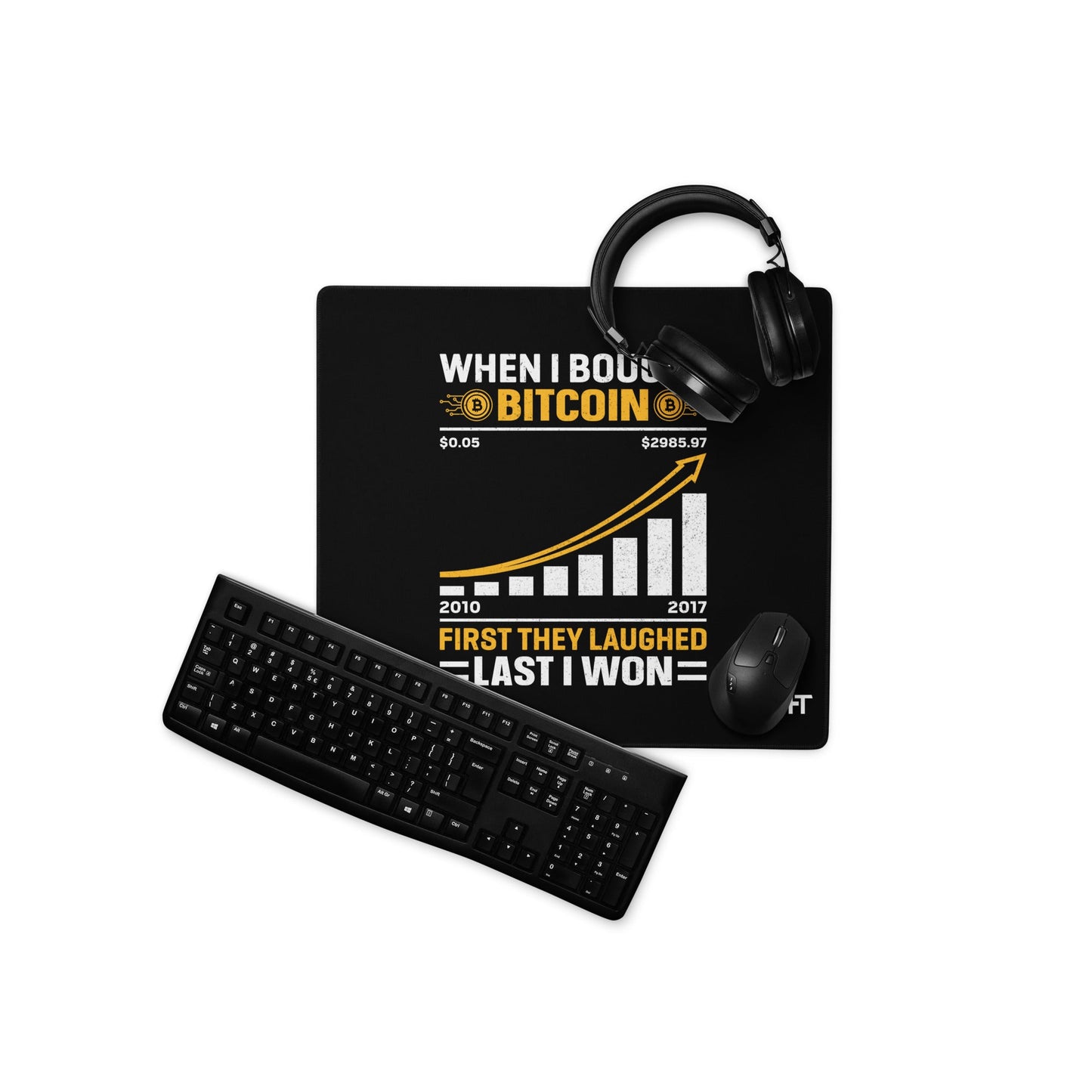 When I Bought Bitcoin, First they laughed, Last I won Desk Mat by DarkByteGear