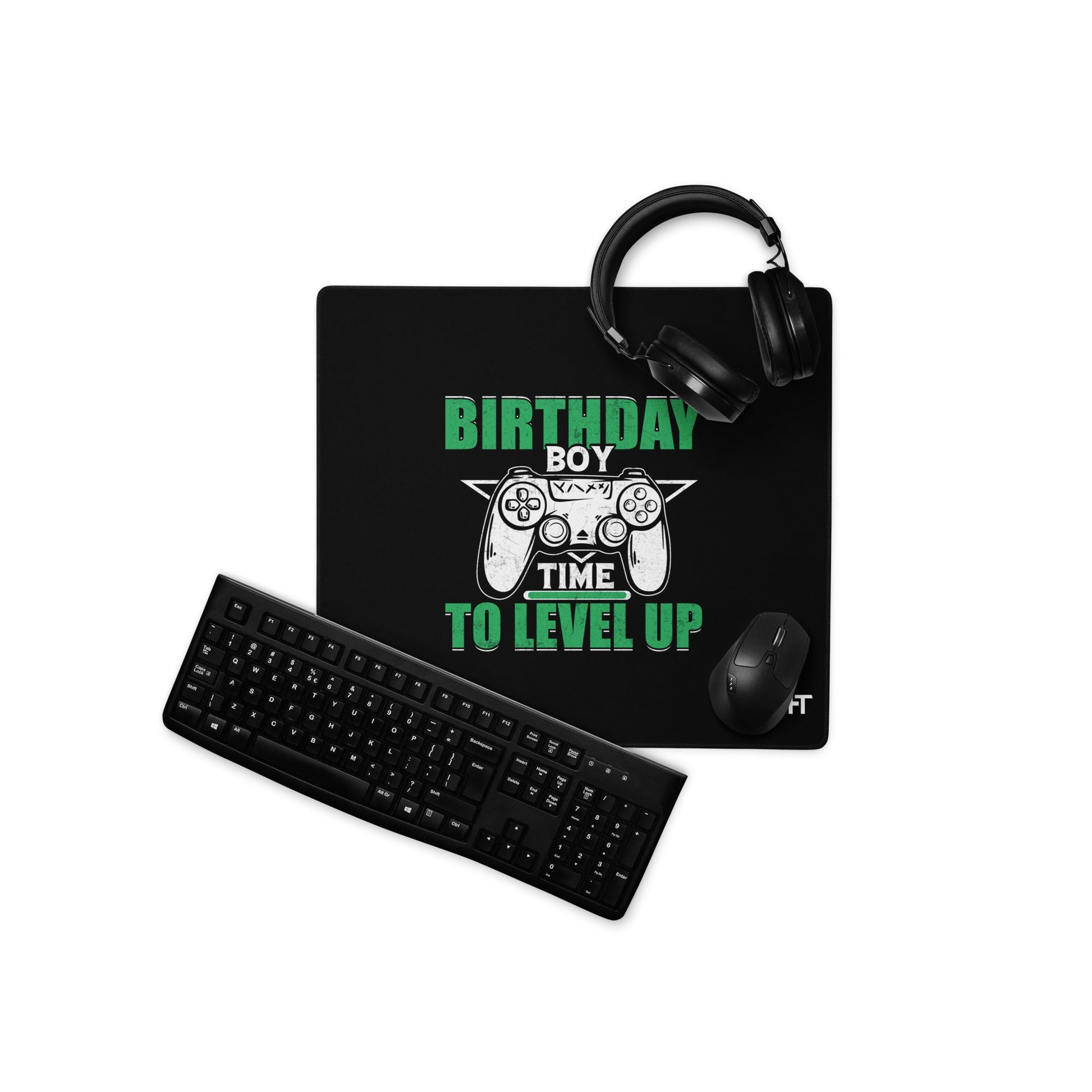 Birthday Boy Time to Level Up Desk Mat by DarkByteGear