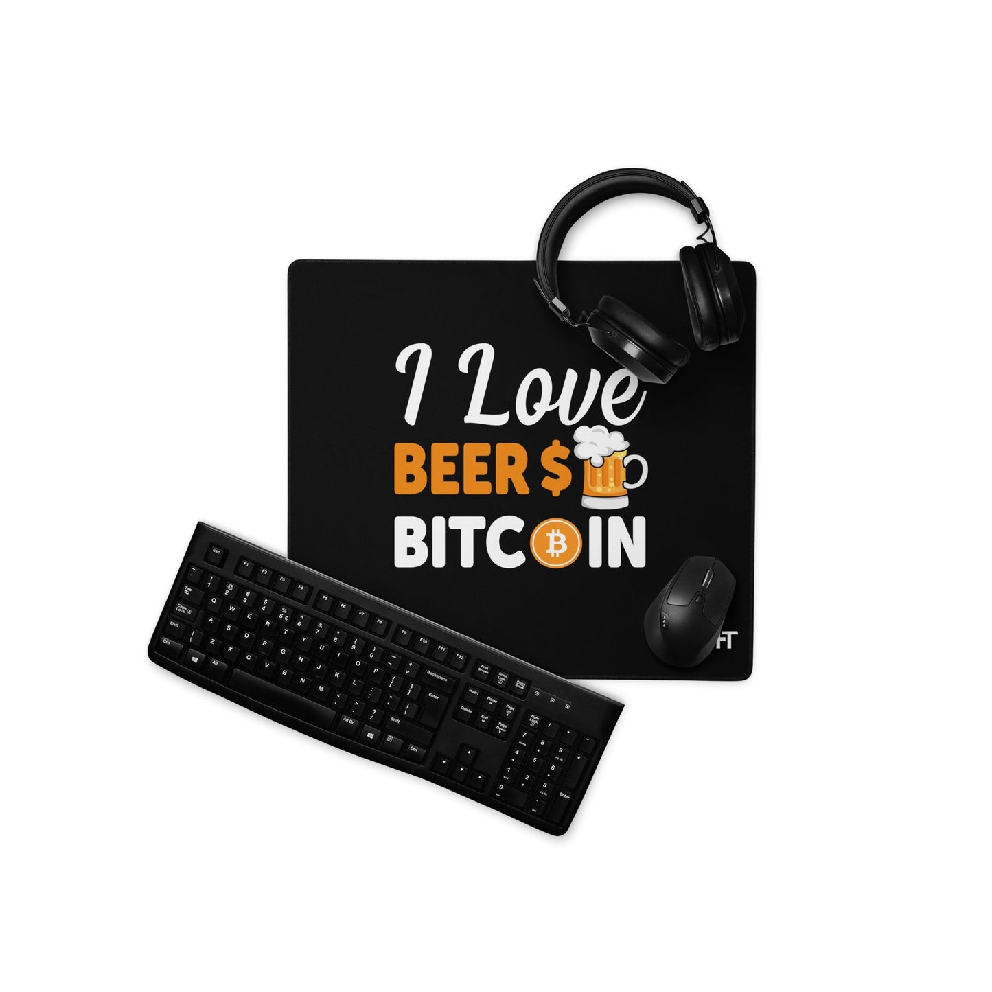 I Love Beer and Bitcoin Desk Mat by DarkByteGear