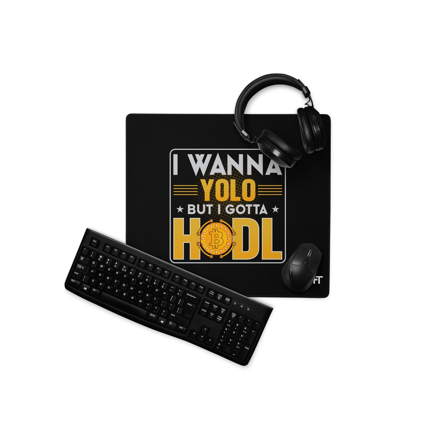 I wanna YOLO but I gotta HODL Desk Mat by DarkByteGear