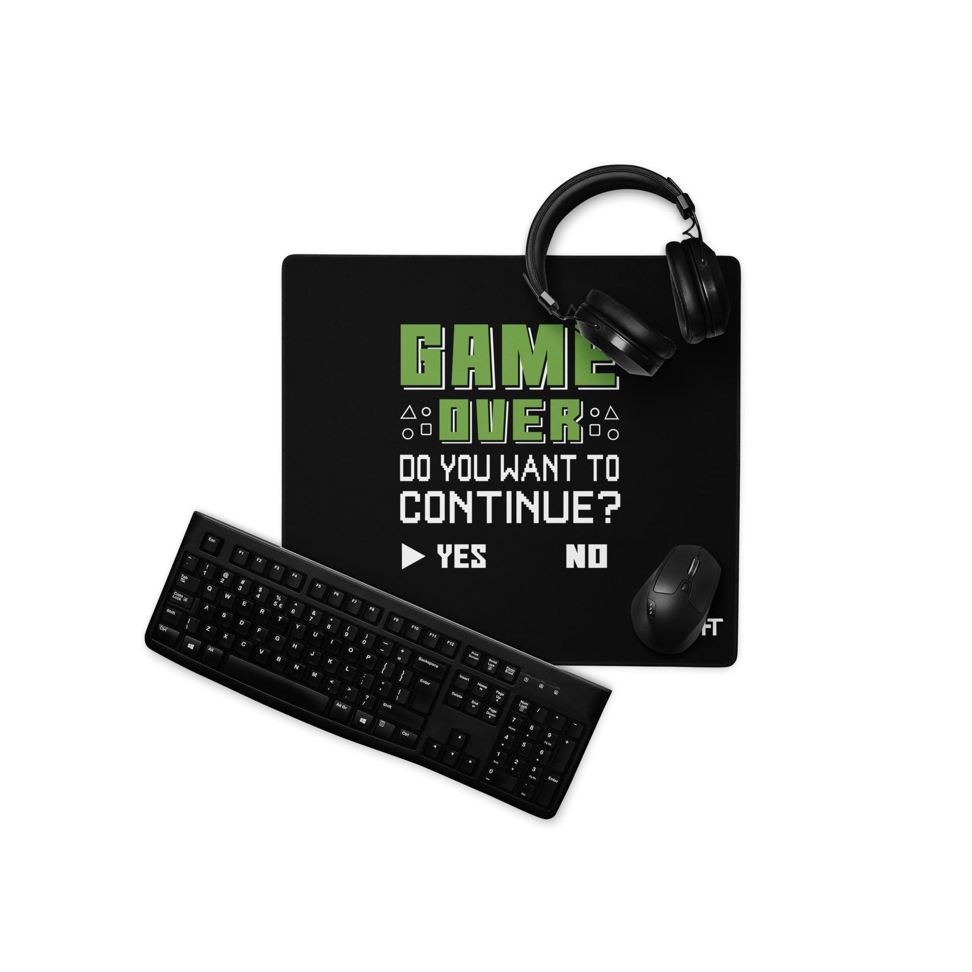 Game Over, Do You Want to Continue, Yes or No? - Desk Mat by DarkByteGear