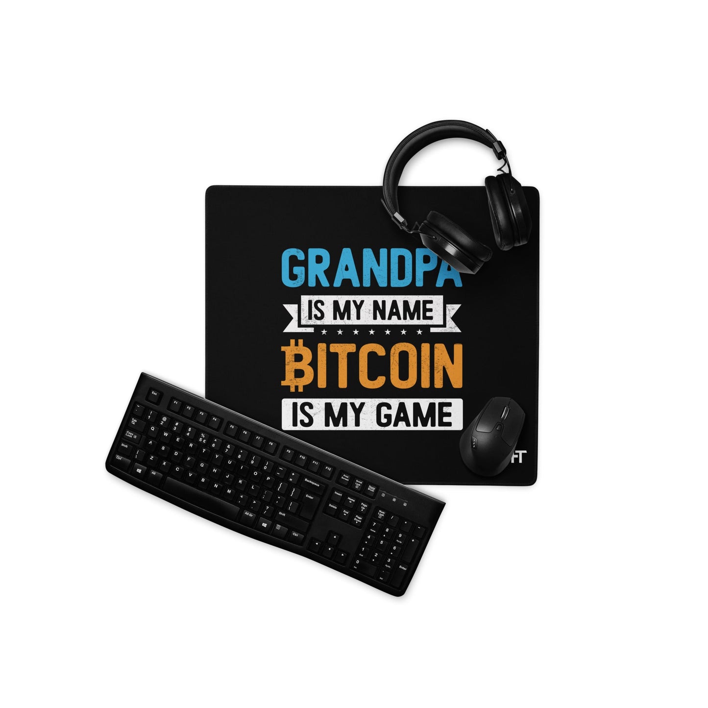 Grandpa is My Name, Bitcoin is My Game - Desk Mat by DarkByteGear