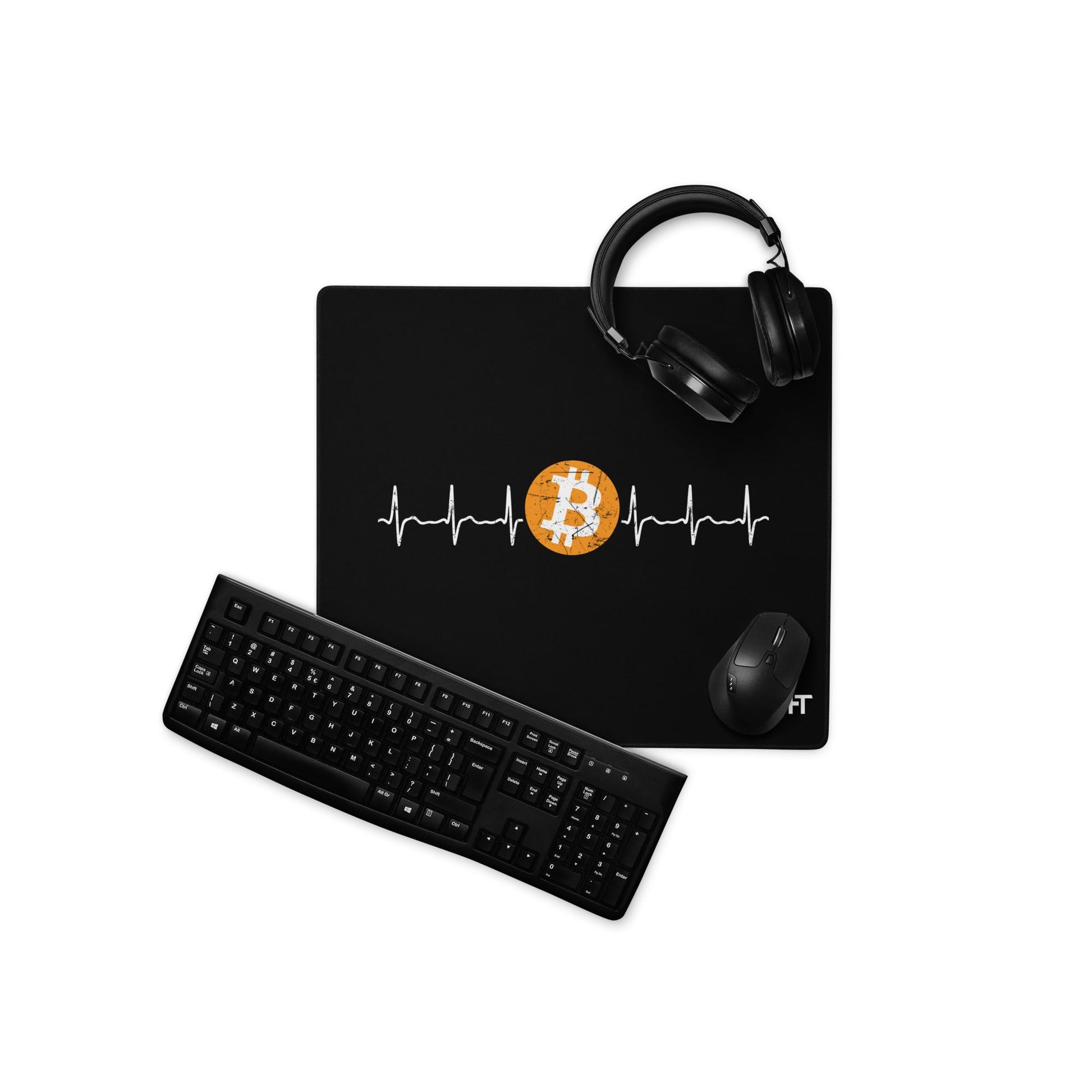 Bitcoin Heartbeat - Desk Mat ( Back Print ) by DarkByteGear